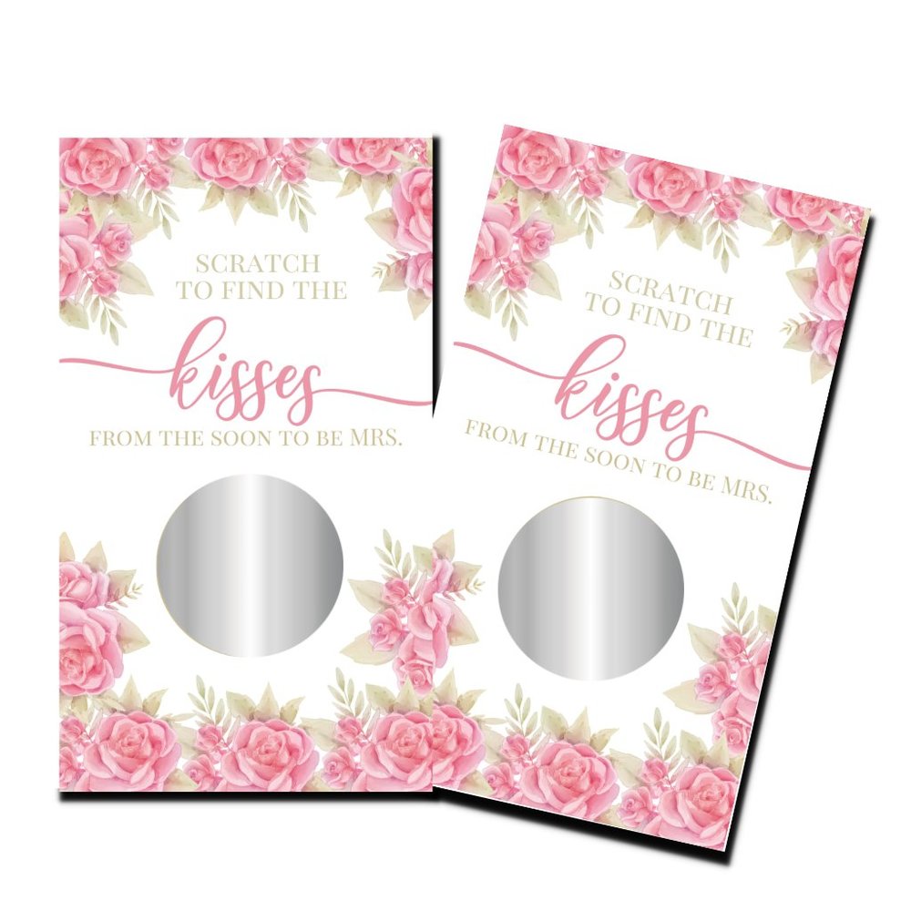 Bridal Shower games - Kisses - 50 Sratch Off Cards - Bachelorette PArty